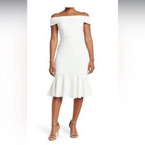 Marina ivory scuba crepe dress